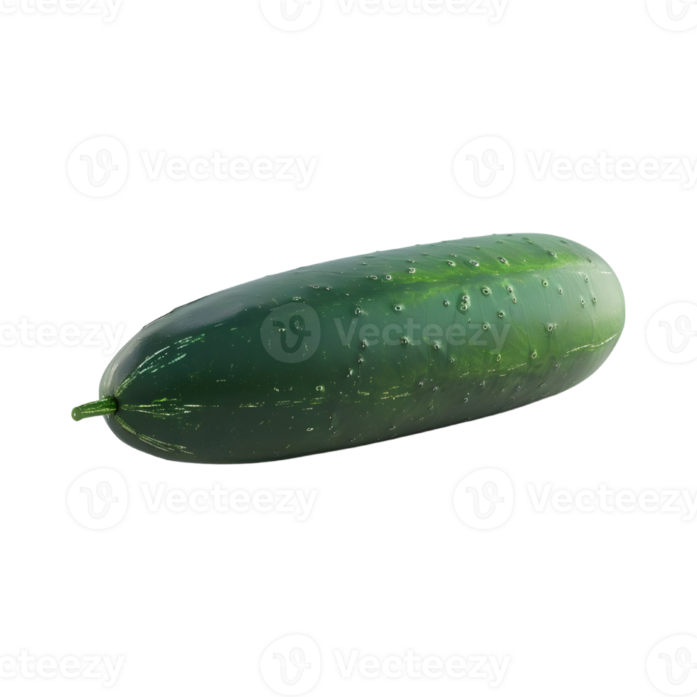 A cucumber is shown on a transparent background png