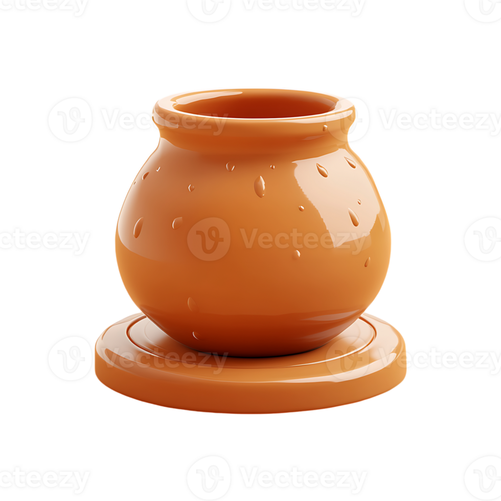 An orange clay pot on a stand with a small hole png