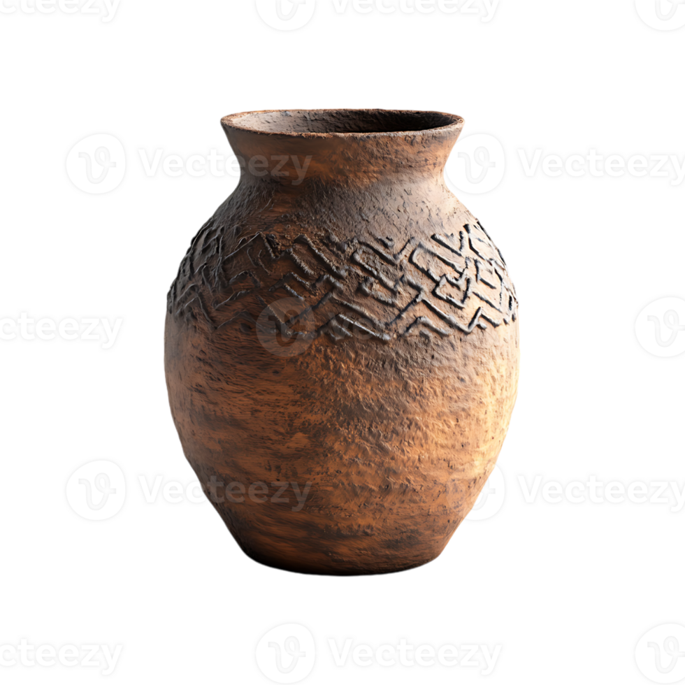 Brown vase with a pattern on it png