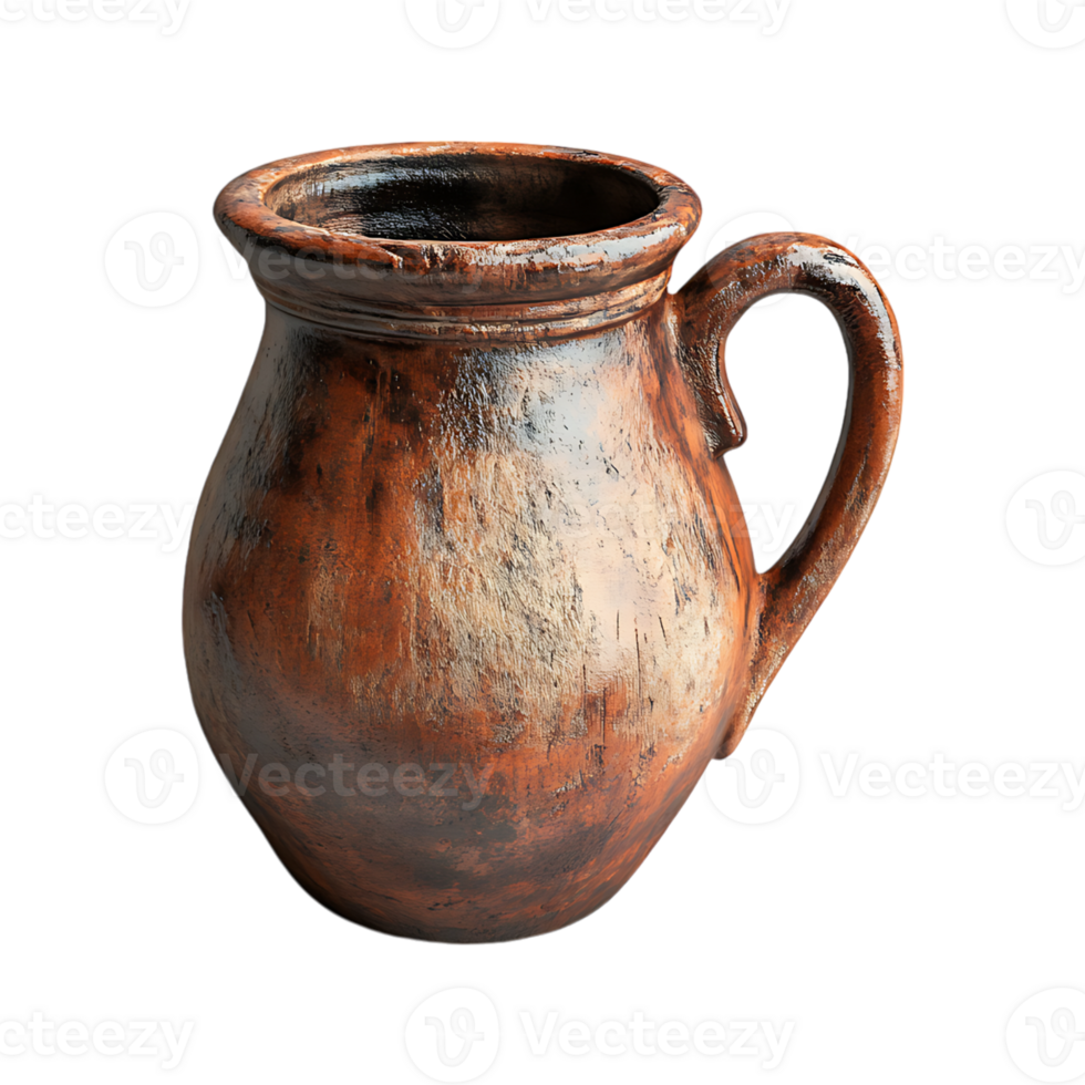 An old clay jug on a transparent background png