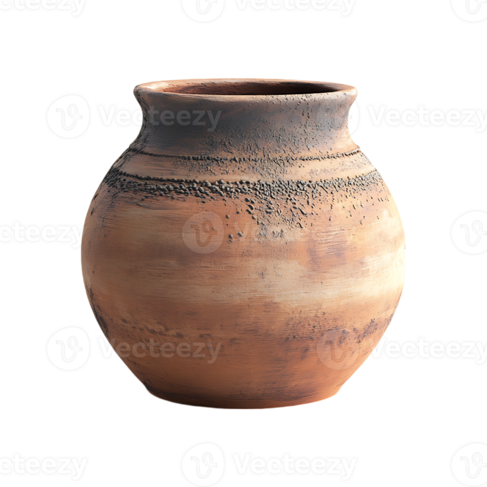 A brown clay pot on transparent background png