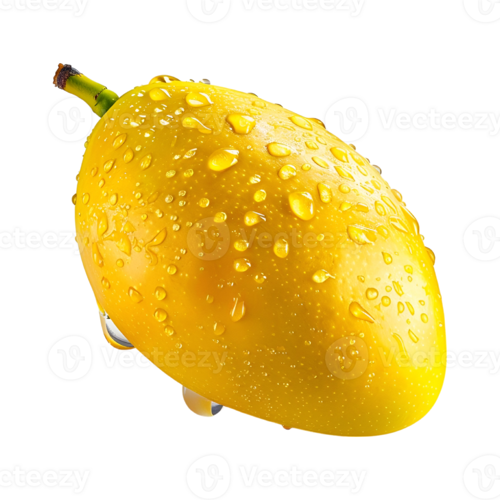 A yellow mango with water droplets on it png