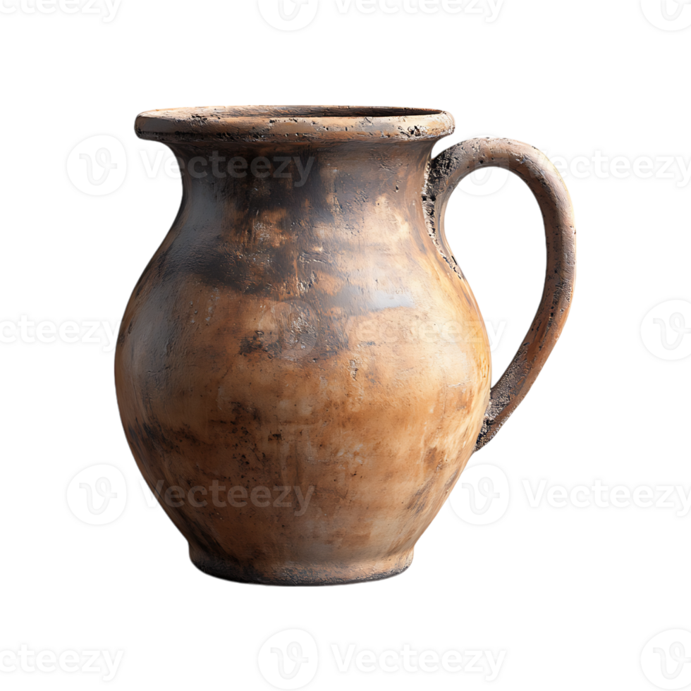Ancient pottery jug on transparent background png