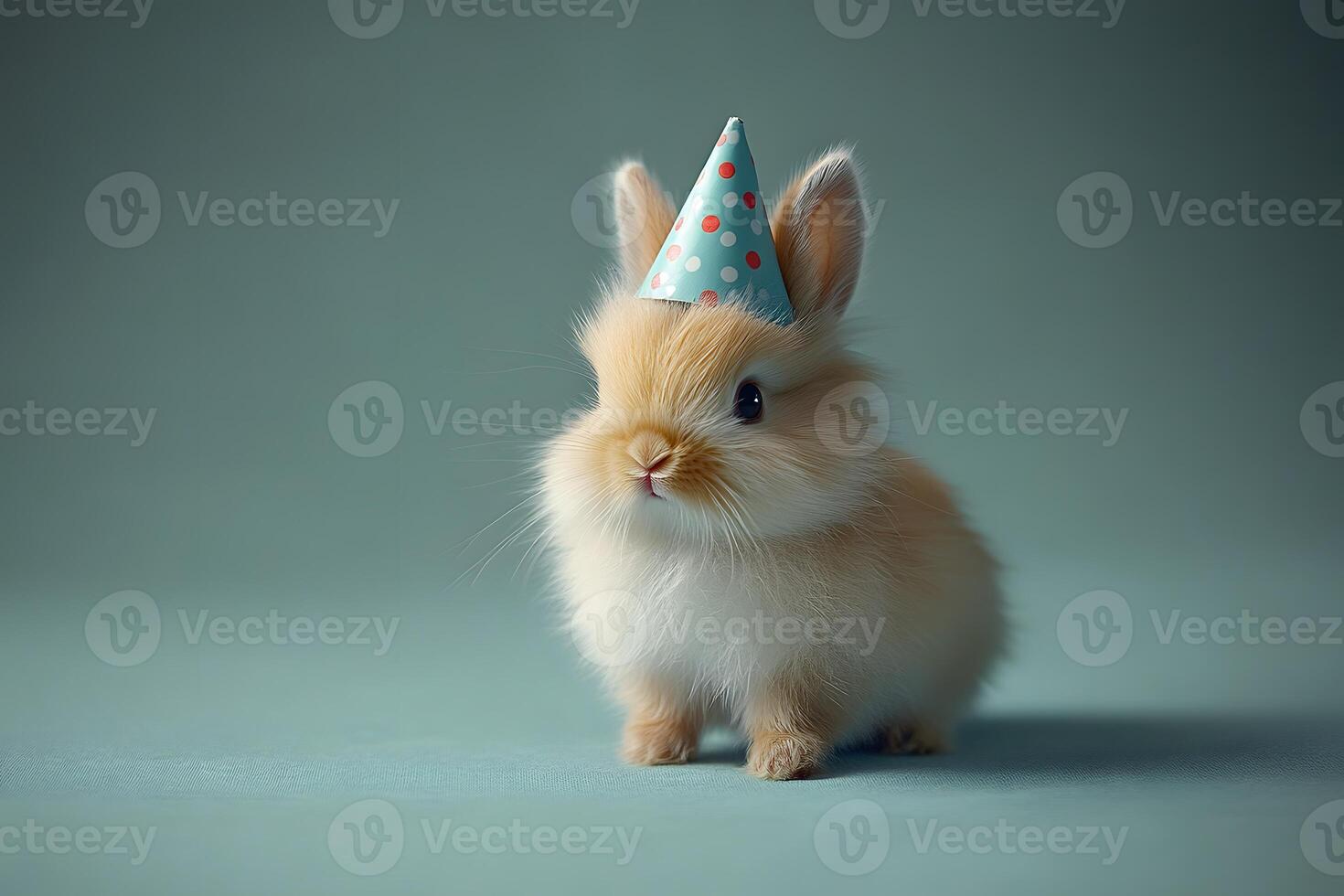 Adorable Baby Bunny Wearing Party Hat for Celebration Design and Decor photo