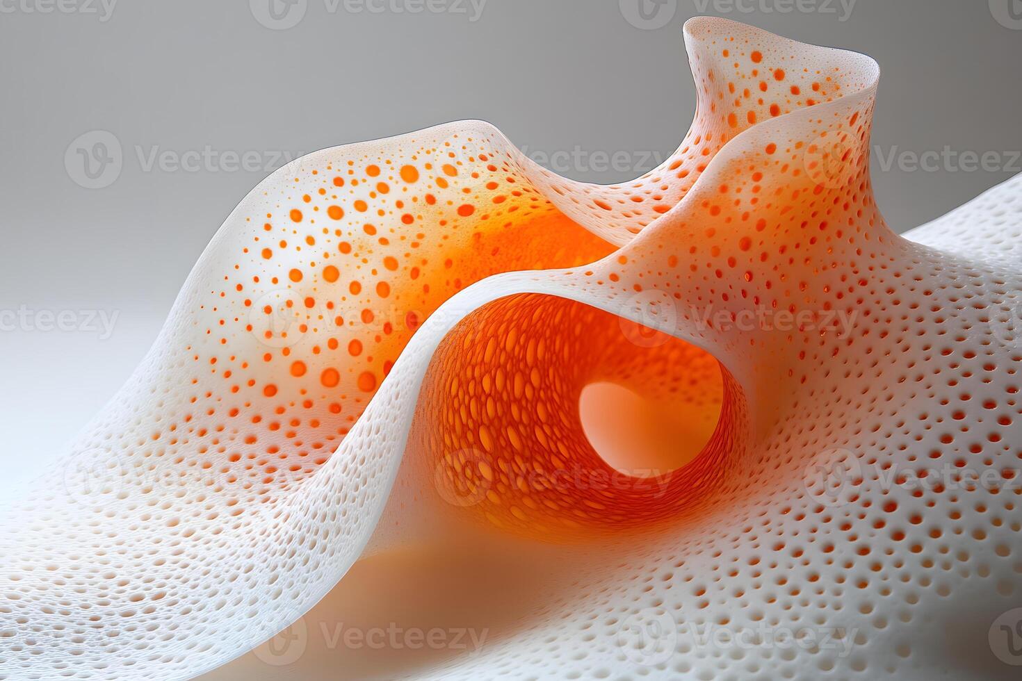 Abstract Organic Form with Orange and White Perforated Design for Modern Art and Decoration photo