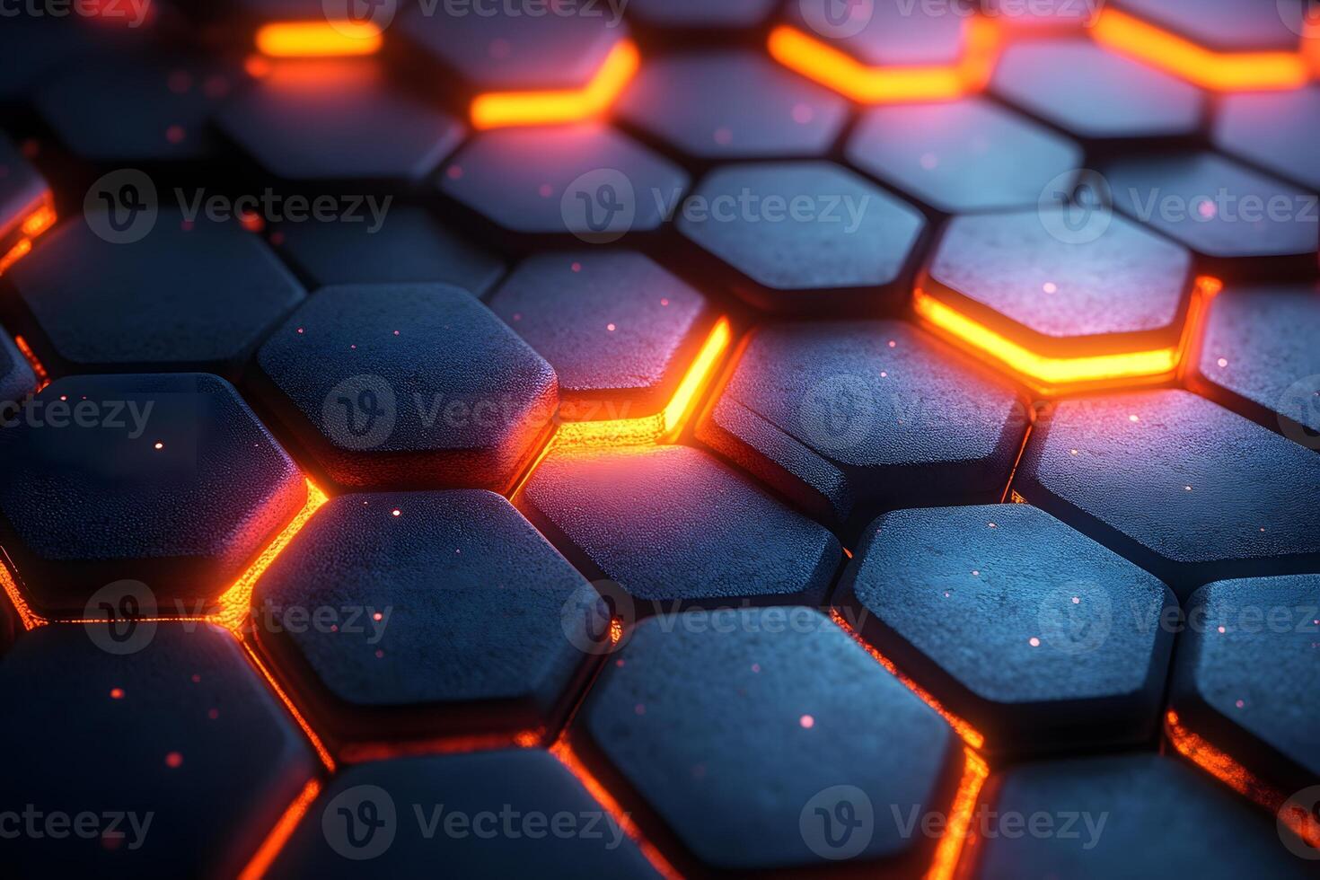 Abstract Futuristic Hexagonal Pattern with Glowing Edges for Digital Design photo