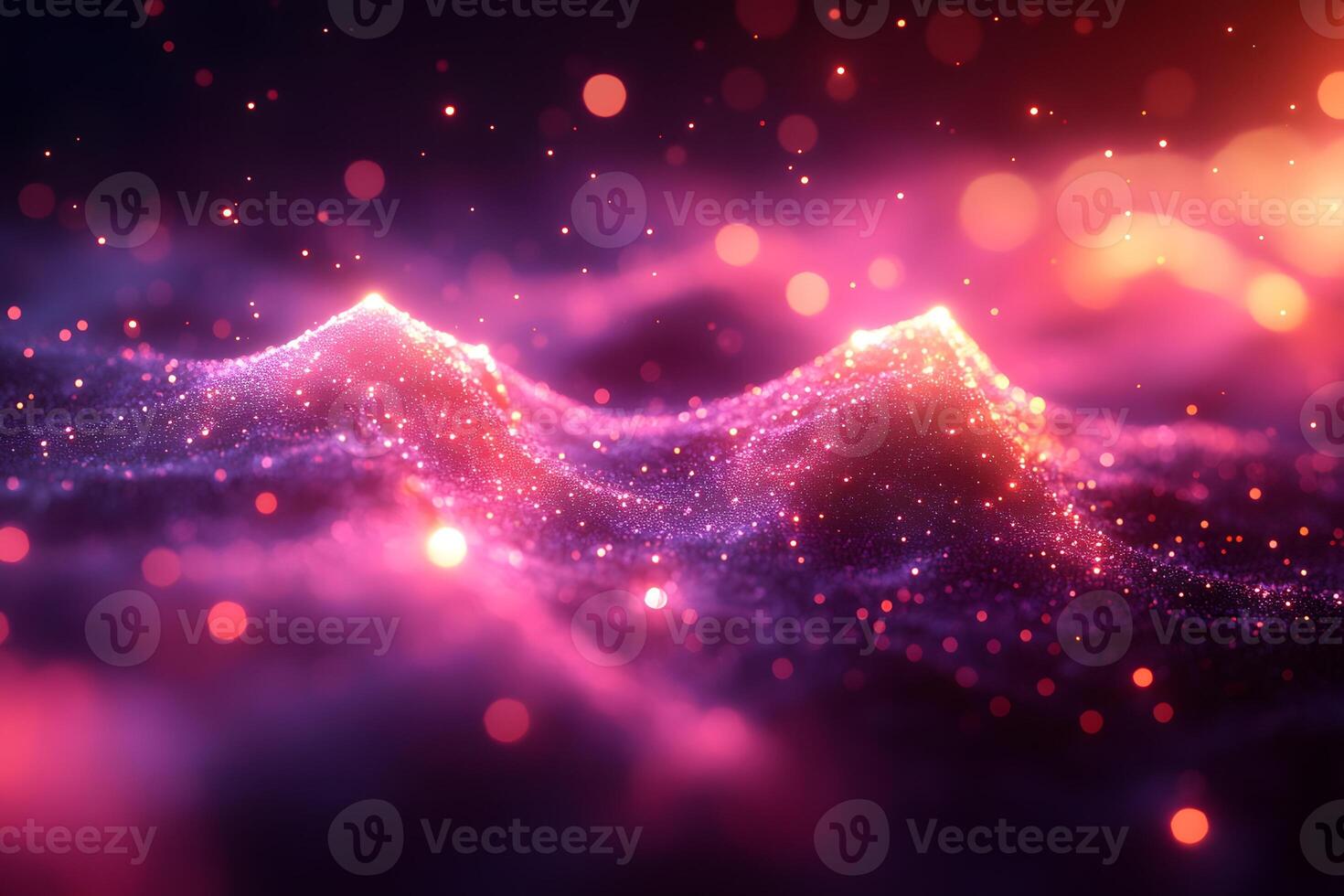 Abstract Cosmic Landscape with Vibrant Energy and Glittering Particles photo