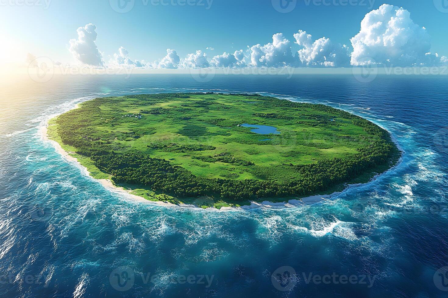 Tropical Island Paradise Surrounded by Crystal Blue Ocean for Travel and Posters photo