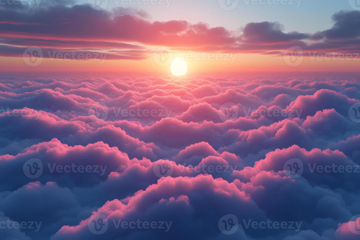Tranquil Sunset Over Cotton Candy Clouds - Perfect for Print or Digital Use photo