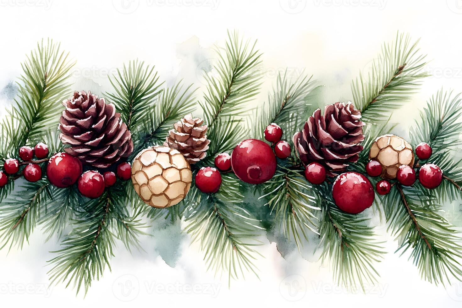 Holiday Garland with Pine Cones and Red Berries for Christmas Decor photo