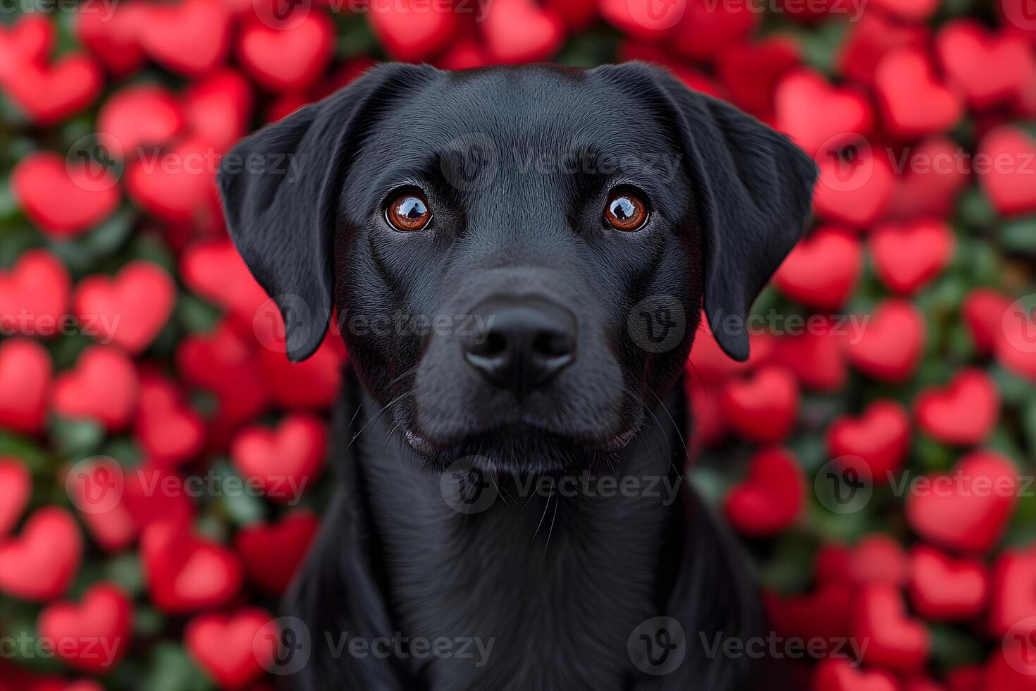 Adorable Labrador with Heart Pattern Background for Valentine's Design photo