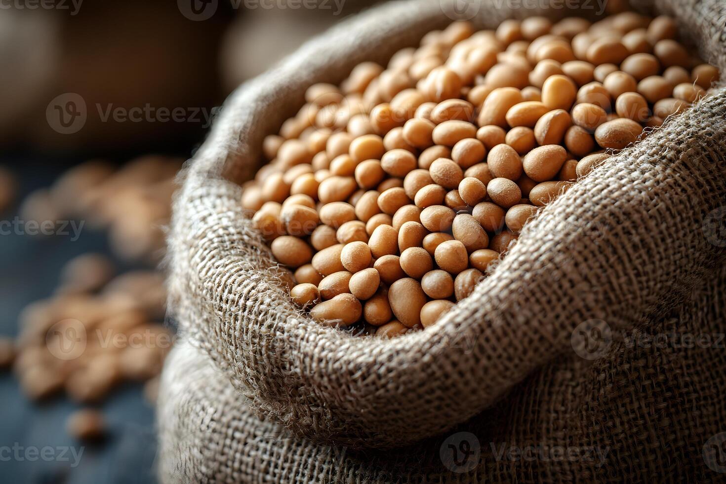 Rustic Sack of Soybeans for Farm-to-Table Cooking and Organic Food Photography photo