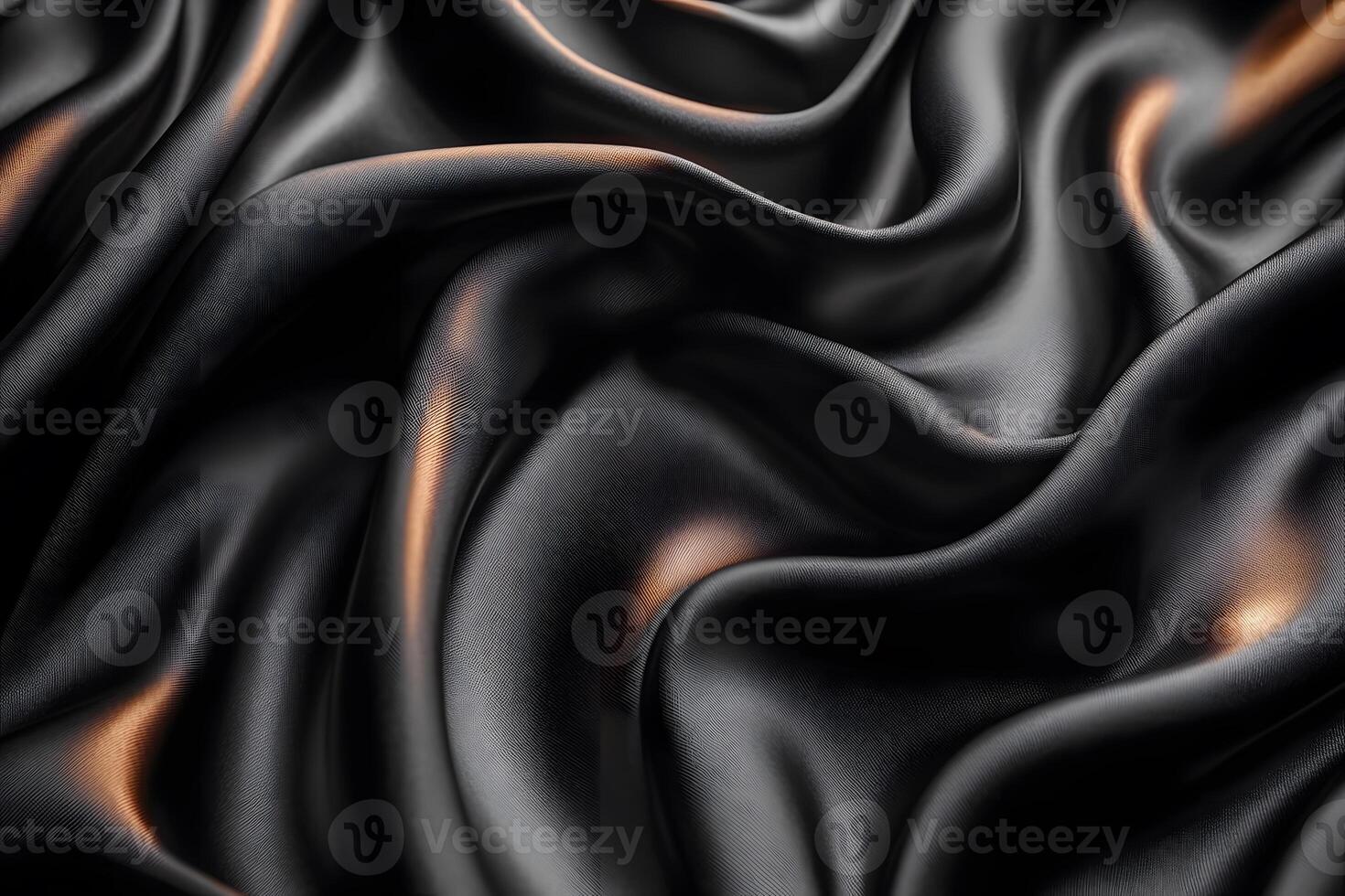 Luxurious Black Silk Fabric with Elegant Folds for Fashion Design and Textile Concepts photo