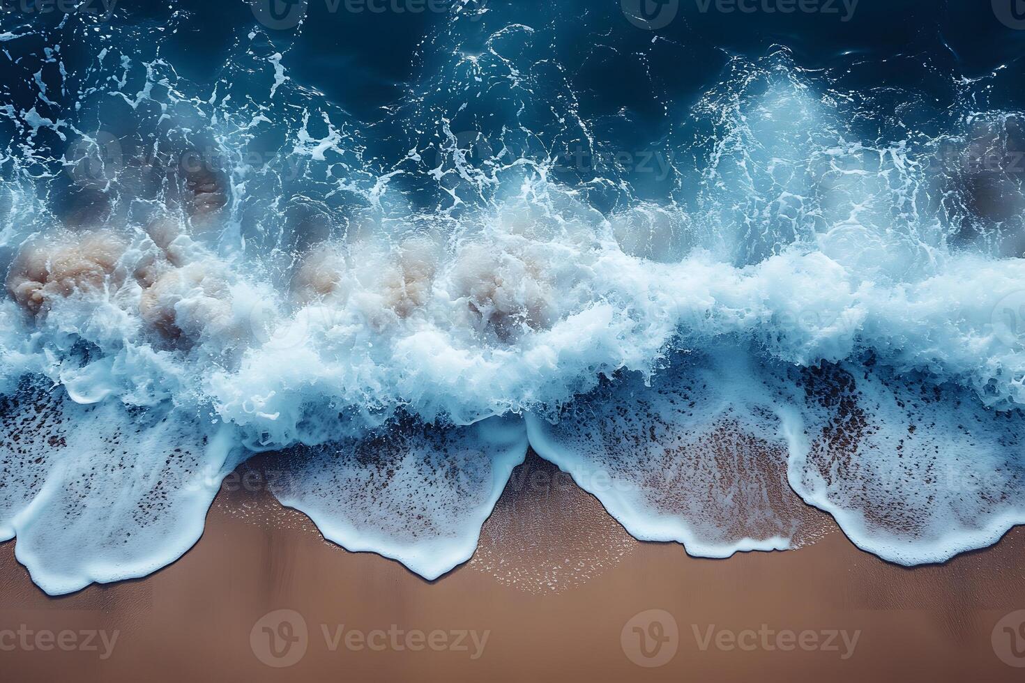Ocean Waves Gently Crashing on Sandy Beach - Tranquil Coastal Scene for Relaxation Posters and Designs photo