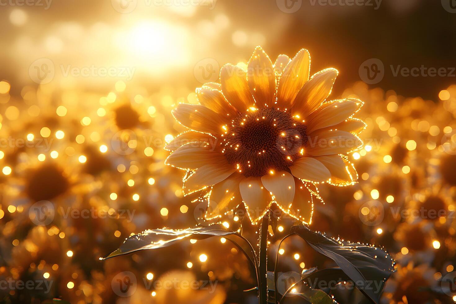 Golden Sunflower Field at Sunset Nature's Radiant Summer Beauty photo