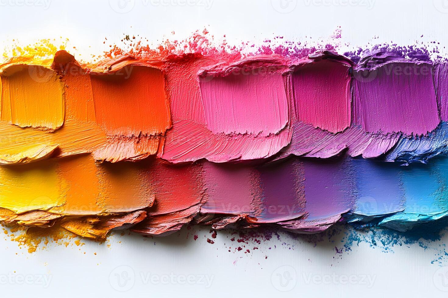Vibrant Abstract Brush Strokes in a Rainbow Color Palette for Artistic Design photo