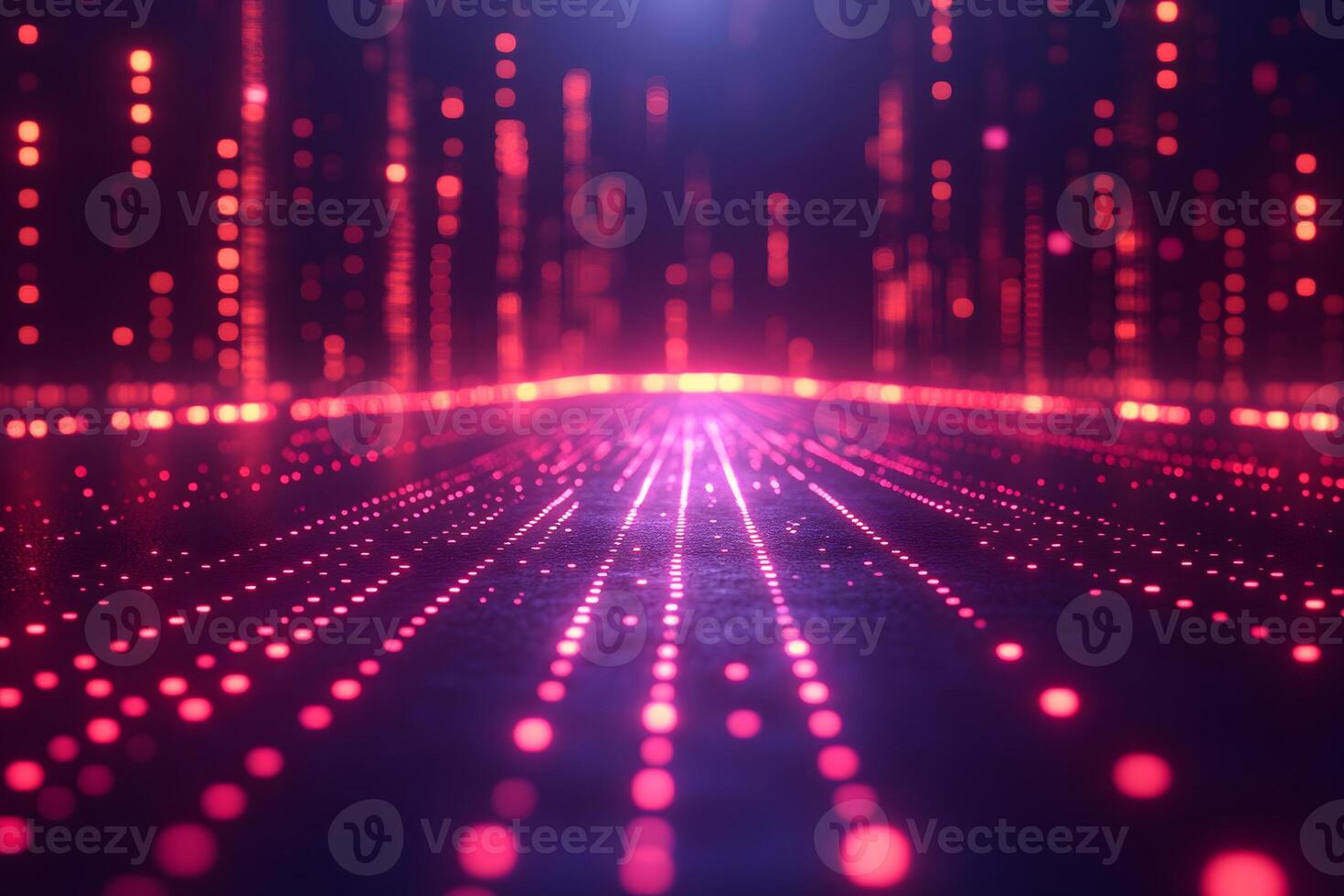 Futuristic Digital Data Grid Network with Glowing Red Lights for Tech Background photo