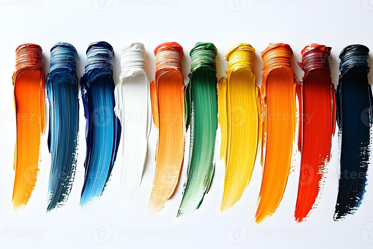 Colorful Brush Strokes on White Canvas for Artistic Design Projects photo