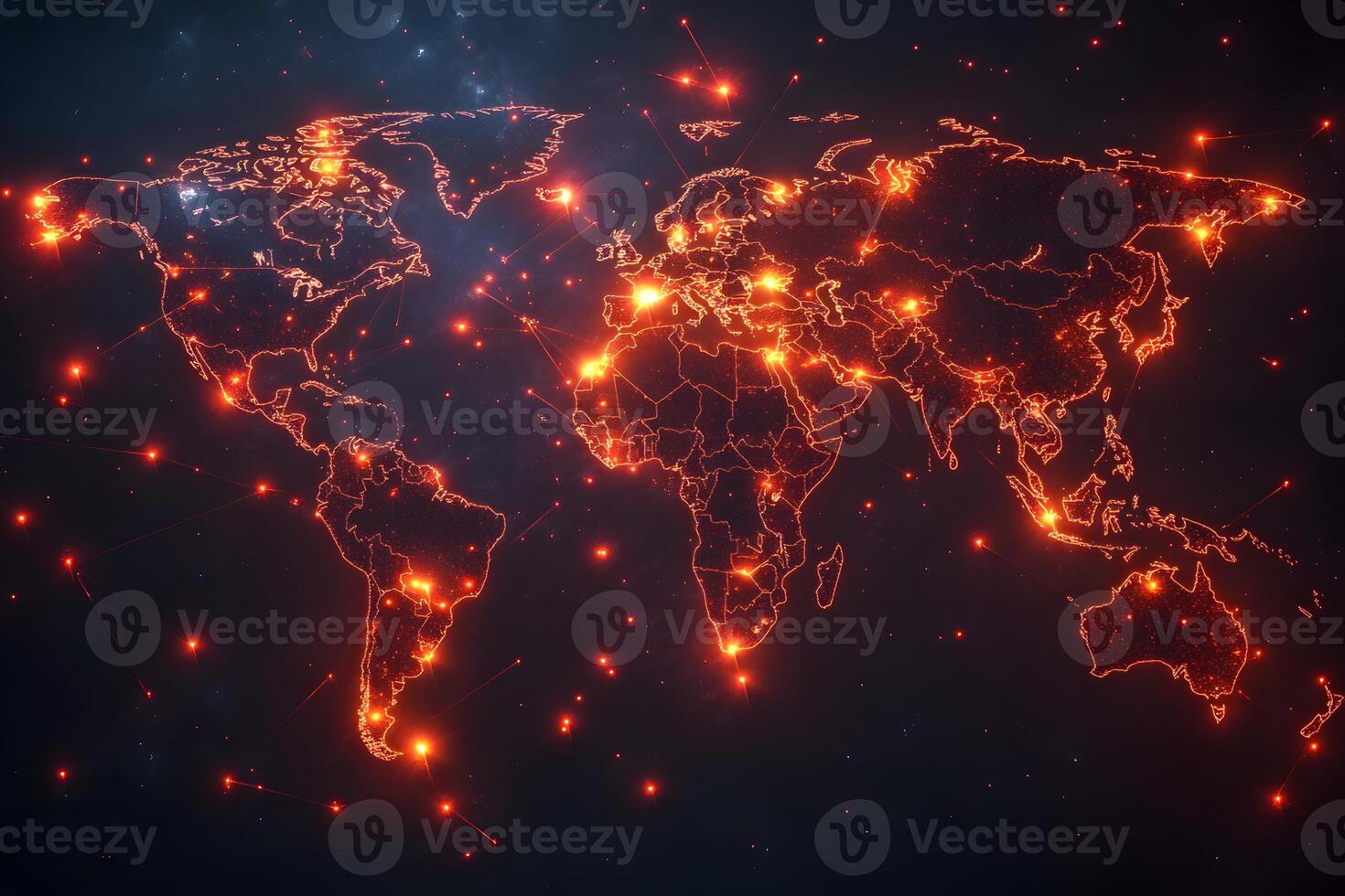 Global Network Connections - Digital World Map Visualization for Technology and Data Communication photo