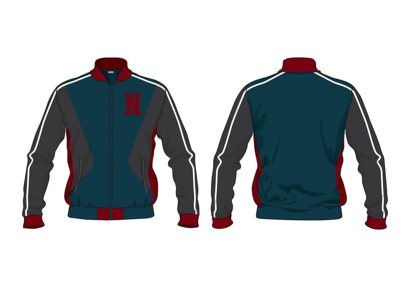 Isolated in white background letterman jacket template vector