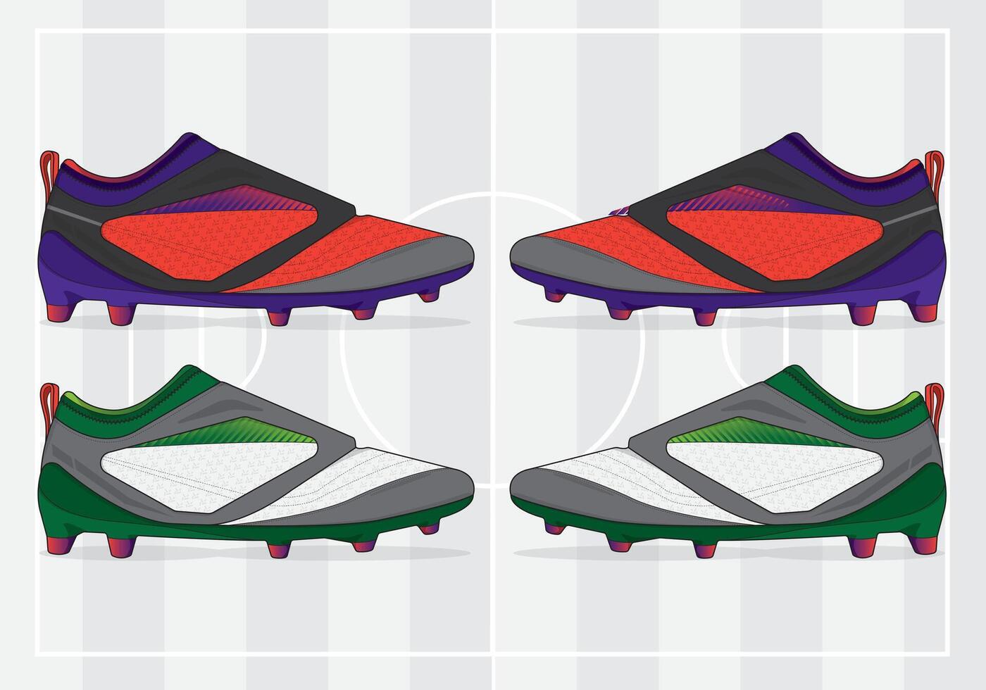 Football spike shoe design in colorful hue vector