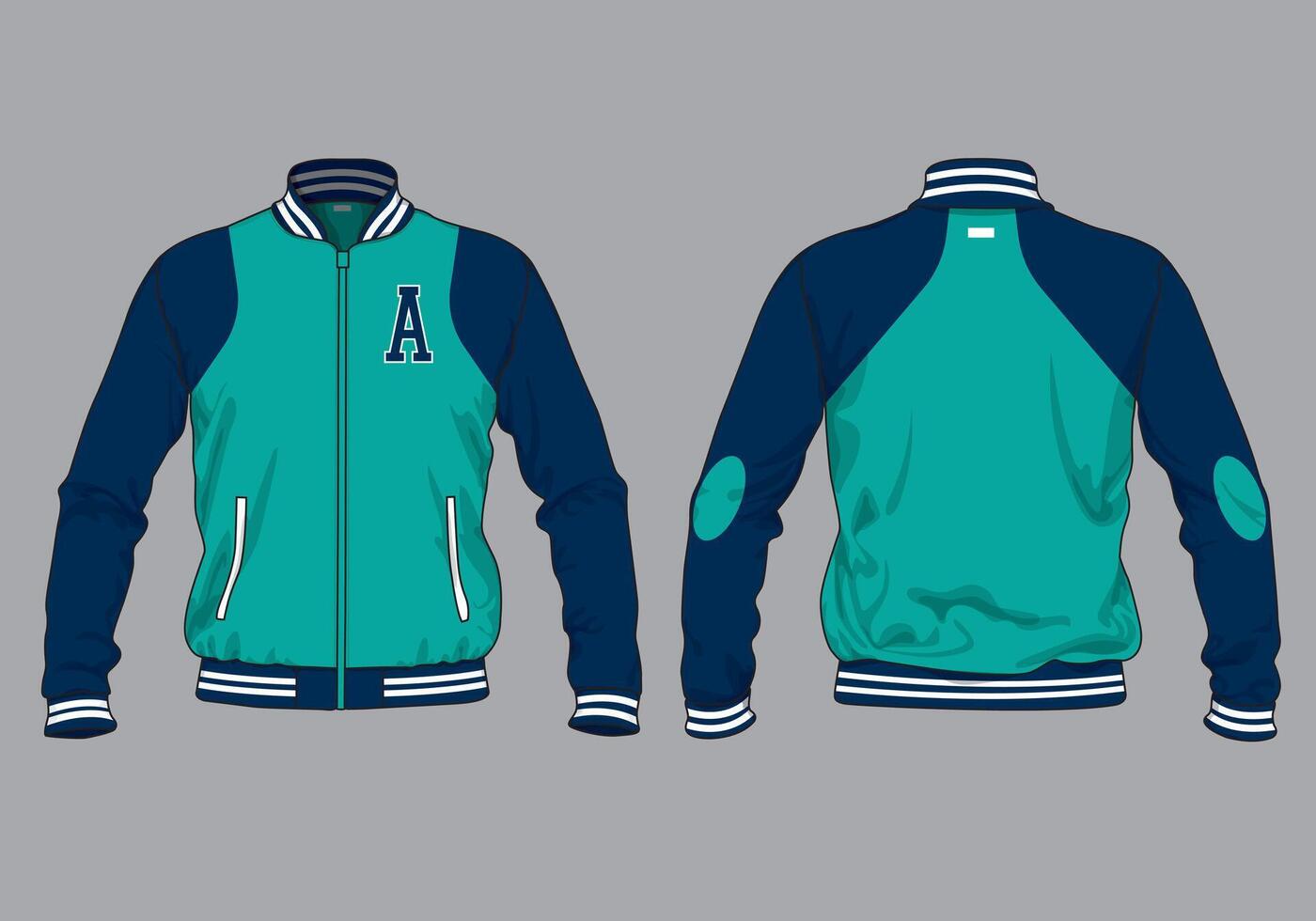 Retro style vintage design jacket template mock up back and front view angle vector
