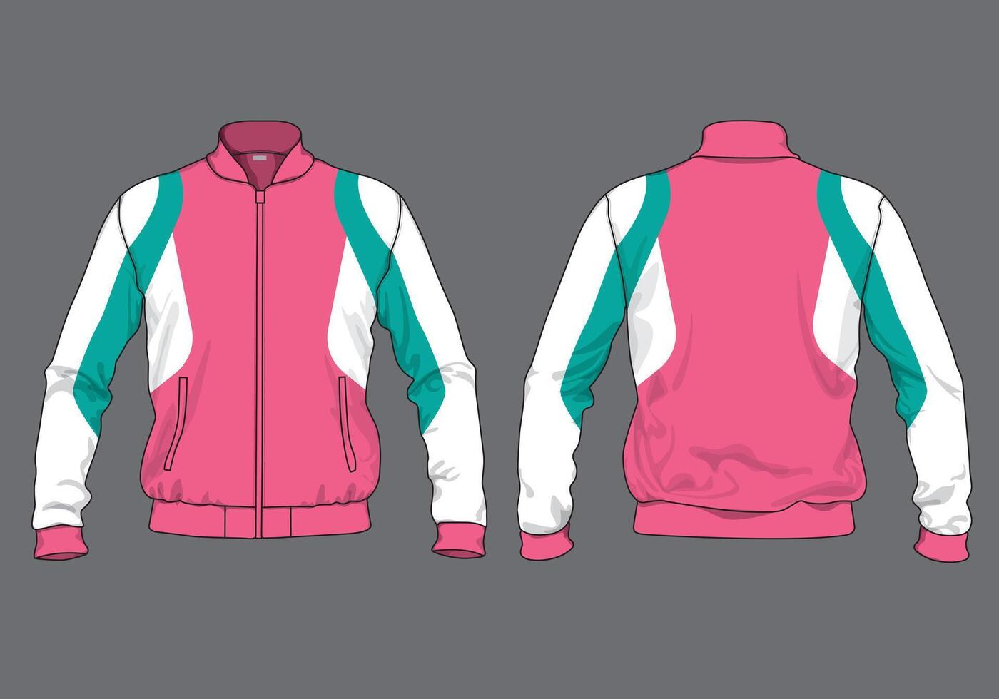 Tracket Jacket design template for women pink color vector