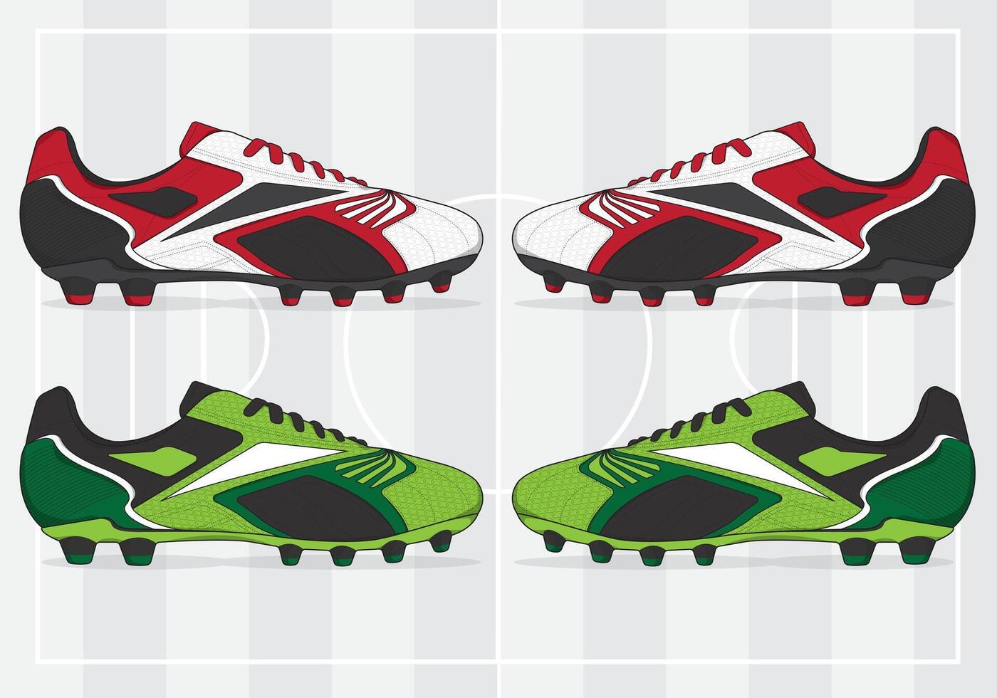 Color variations of football cleats shoes vector