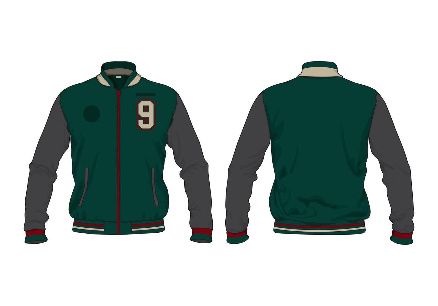 Earth tones Varsity Jacket Template Design Mock up vector