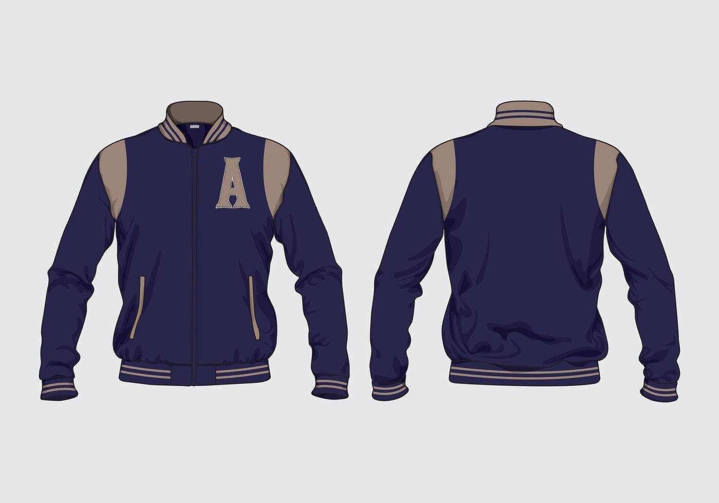 Letterman jacket design with chest letter symbol vector
