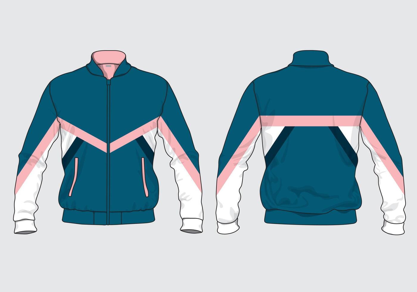Women's Jacket design template Mock up front and back view vector