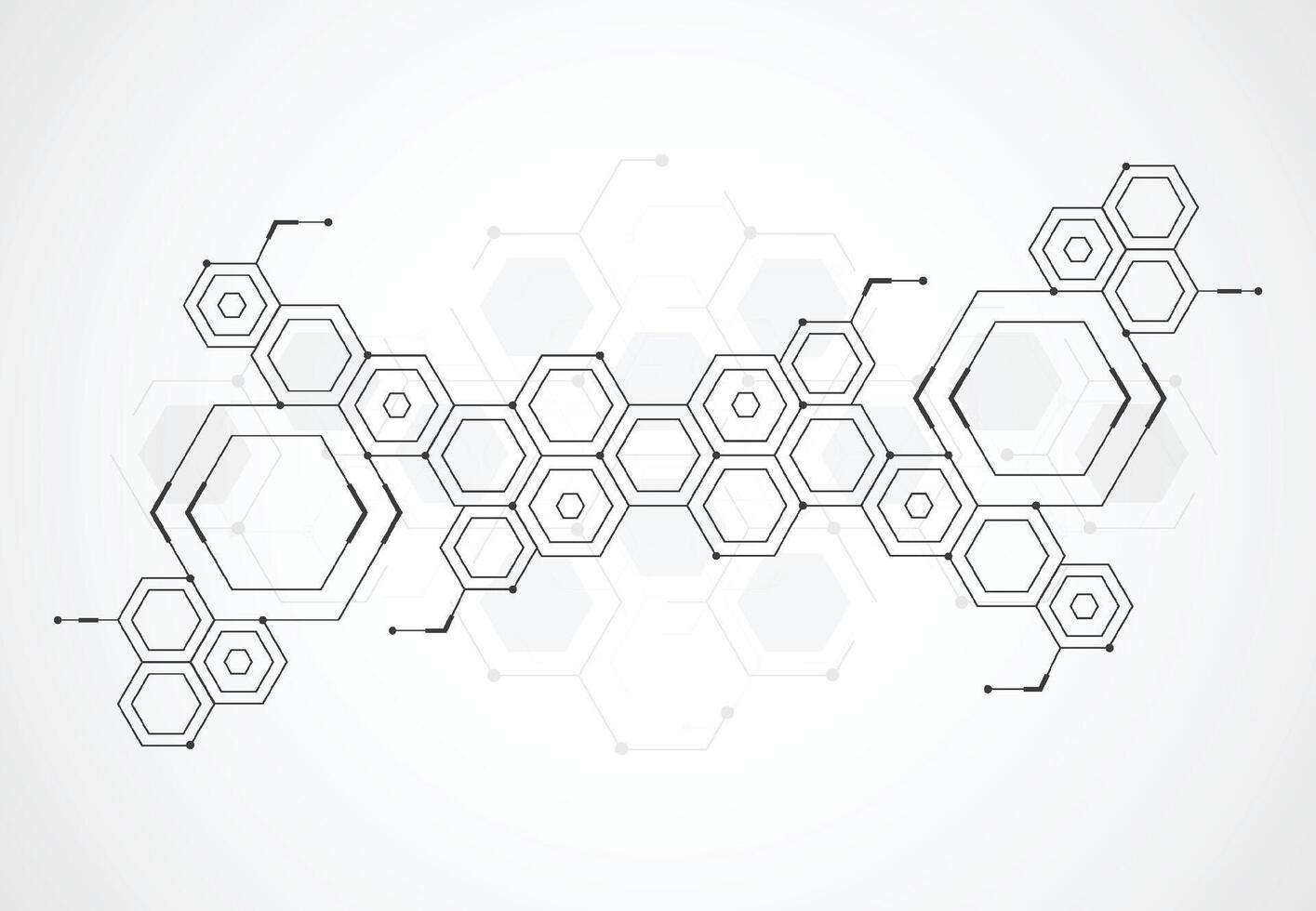 Abstract hexagonal molecular structures in technology background and science style vector