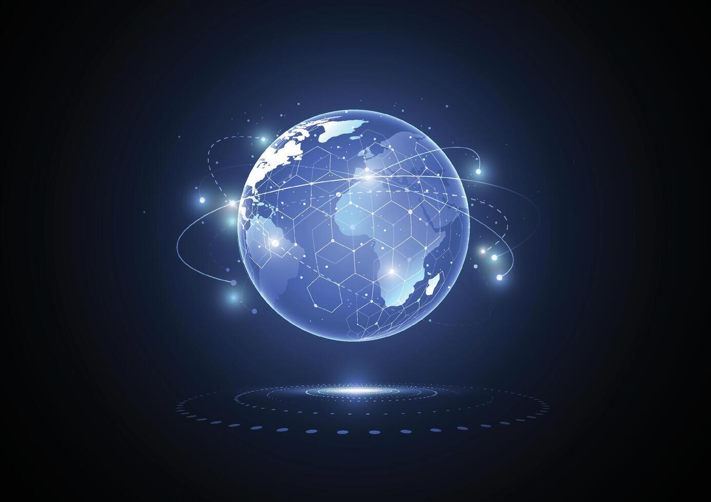 Abstract technology global network connection. World map point and line composition concept of global business vector