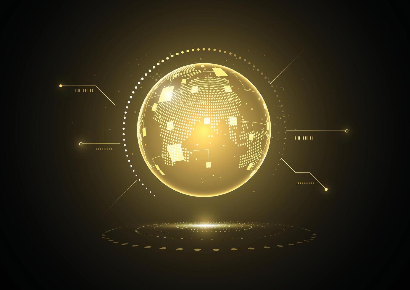 Abstract global network connection on gold background vector