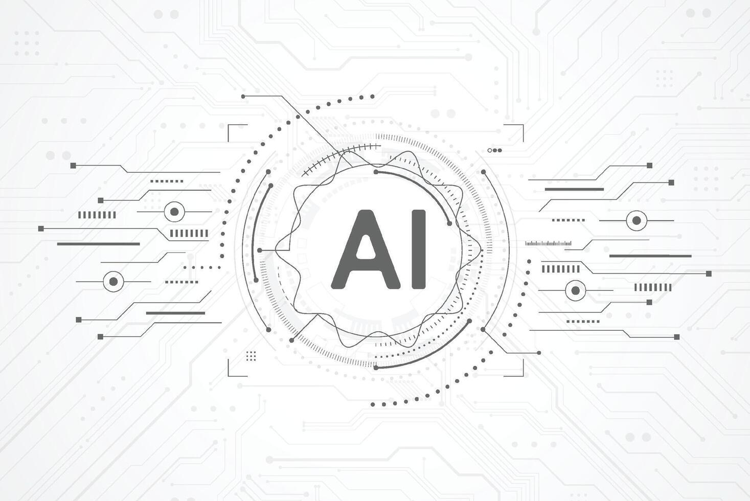 Abstract artificial intelligence circuit line design. Machine learning. Smart network digital technology vector