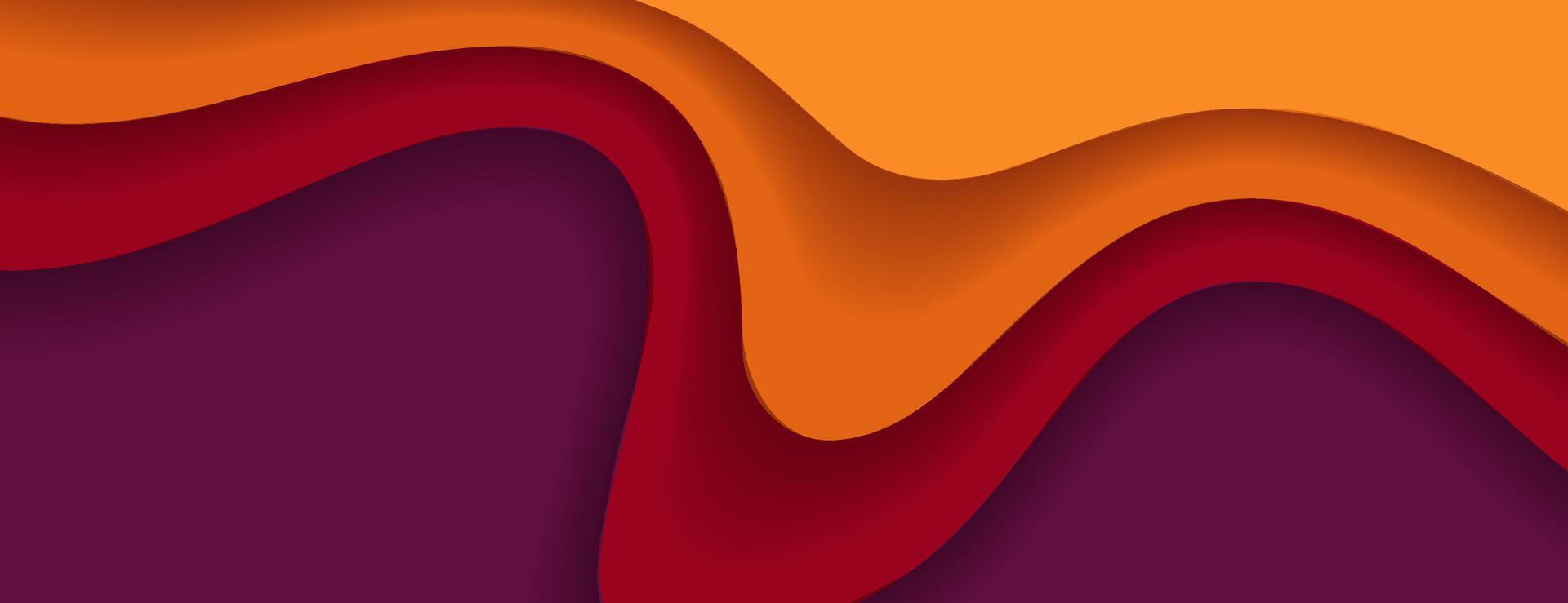 orange, red and purple gradient layered wave paper background vector