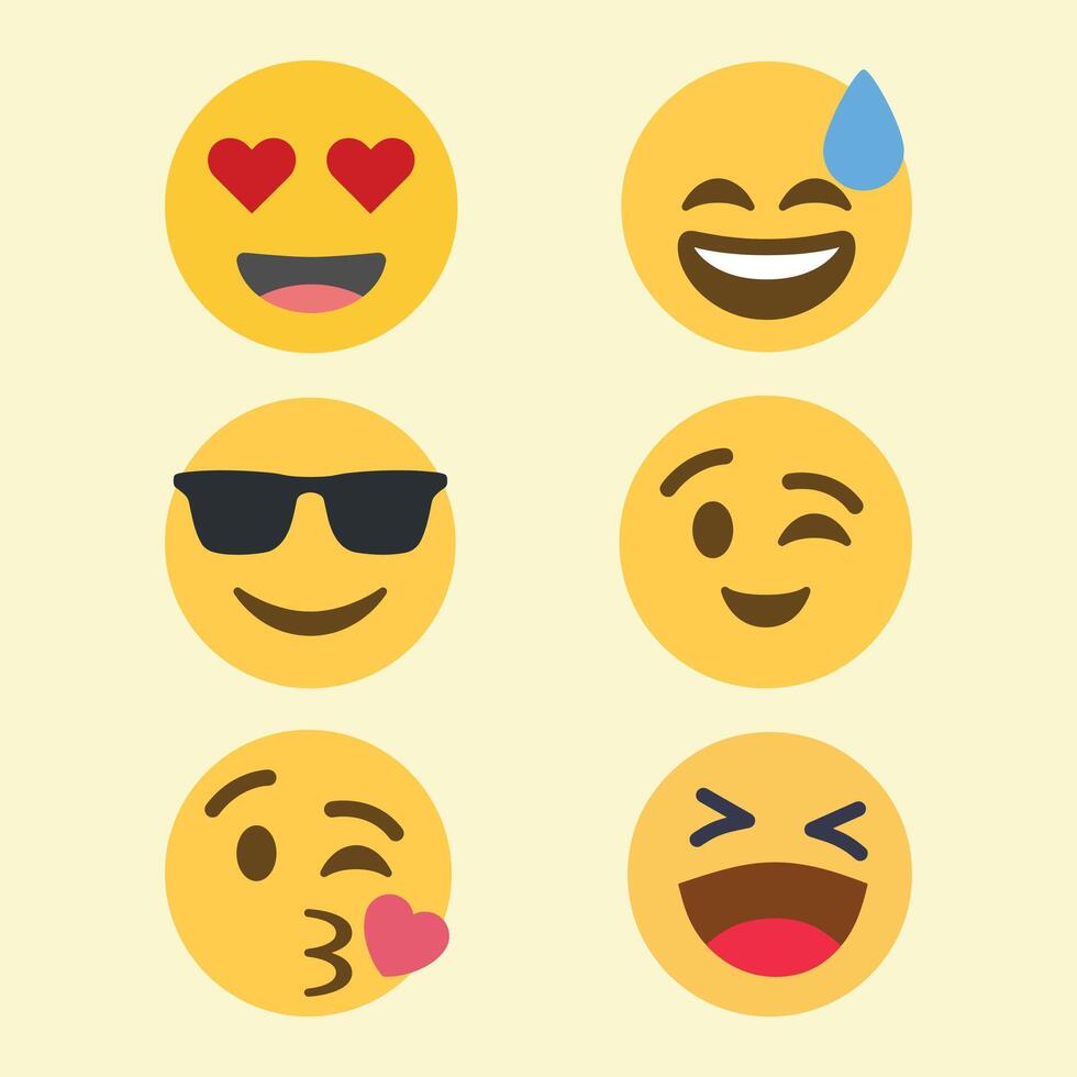 Face Reaction Emojis Set vector