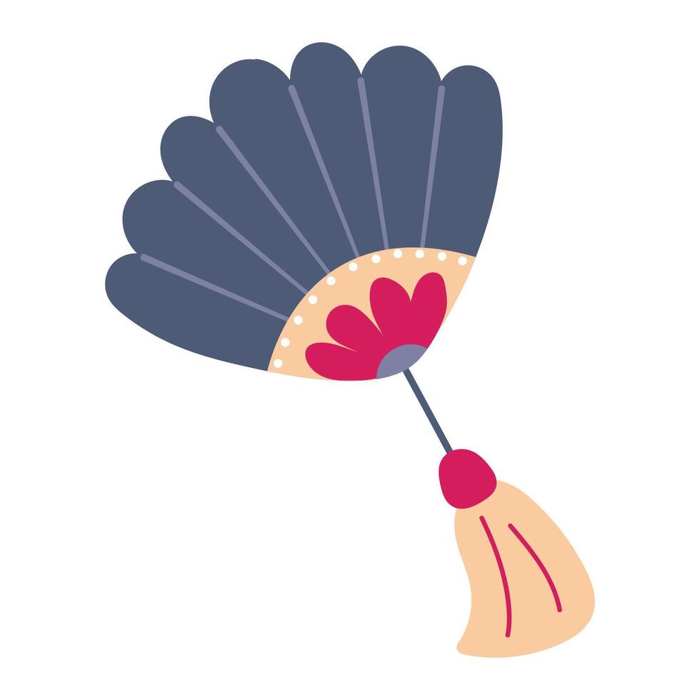 Hand drawn Japanese fan on white isolated background vector
