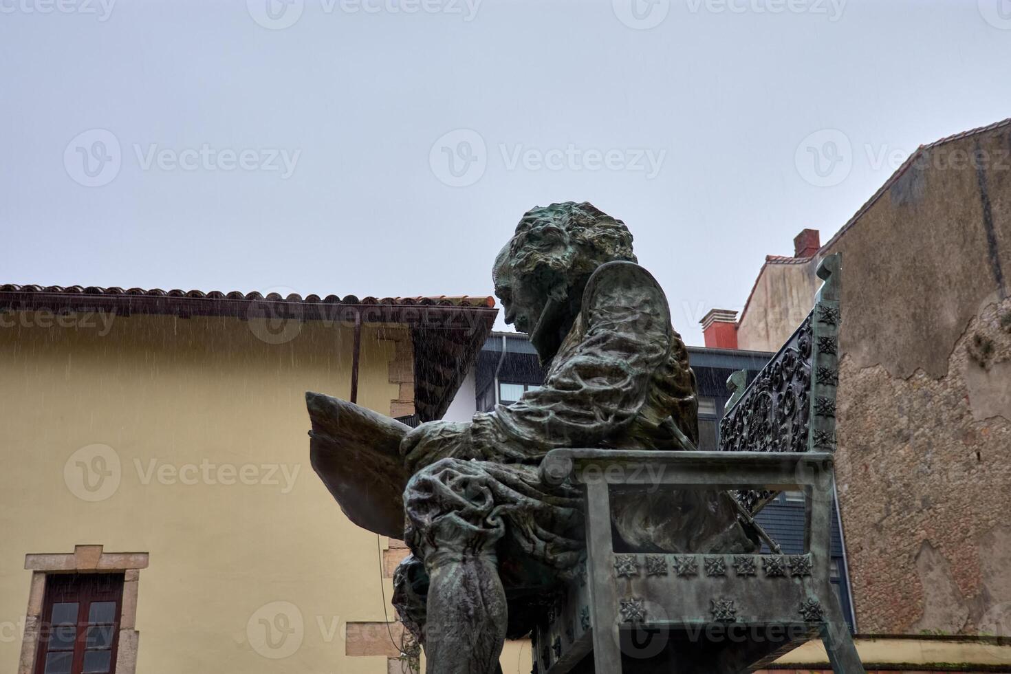 Sculpture of Juan Carreno de Miranda, Baroque painter, in historic Aviles, Spain photo