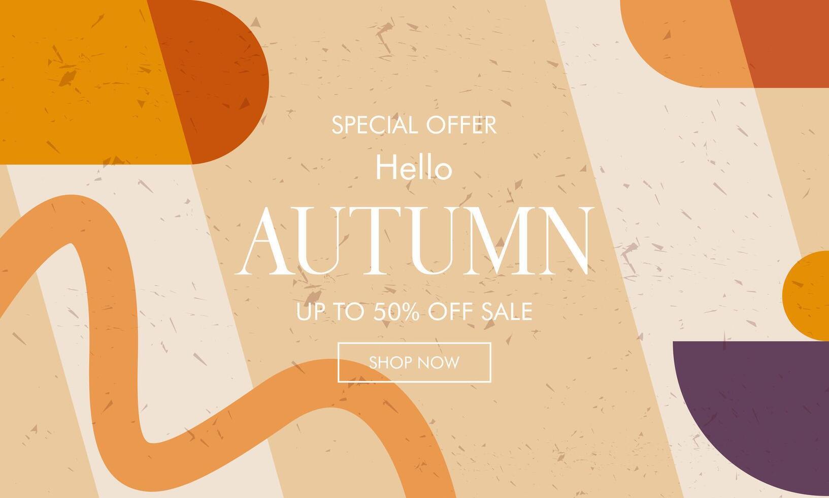 Modern Minimalist Abstract Geometric Autumn Sale in Retro Style for Banner, Background, Advertising, Social Media, and Posters. vector