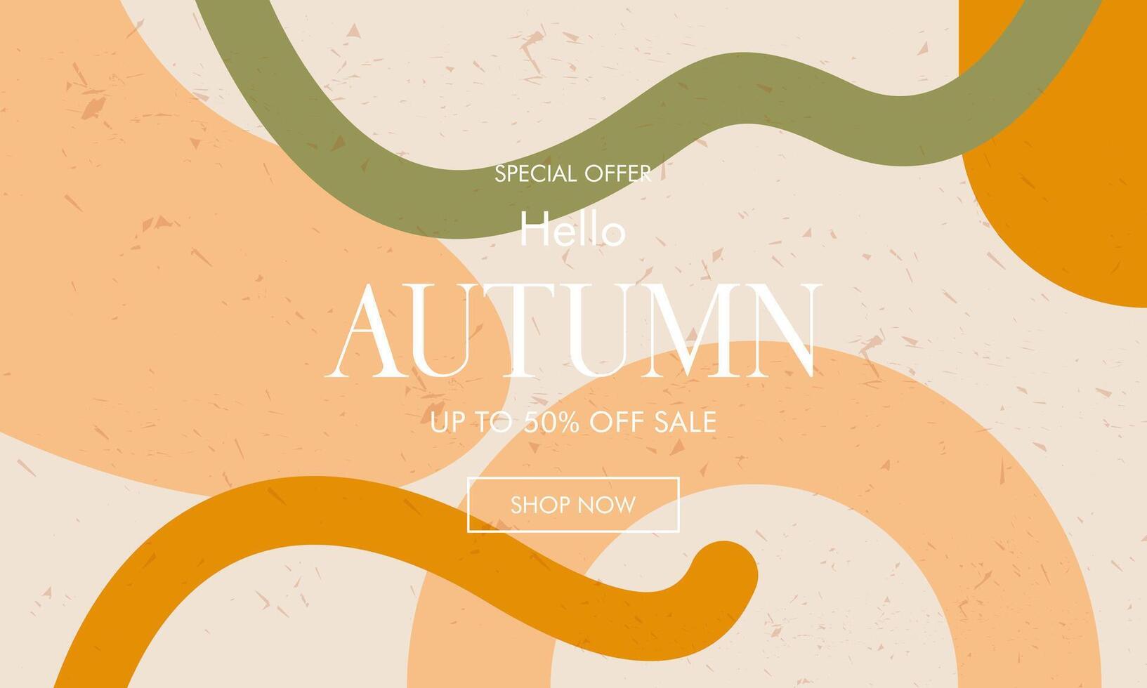 Trendy Modern Minimalist Abstract Geometric Autumn Sale in Retro Style for Banner, Background, Advertising, Social Media, and Posters. vector