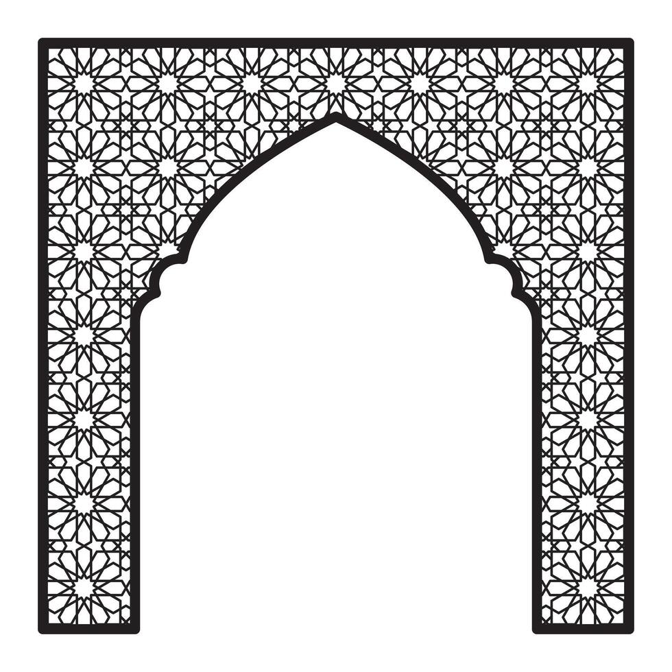 Decorative Arabic arches with islamic pattern vector