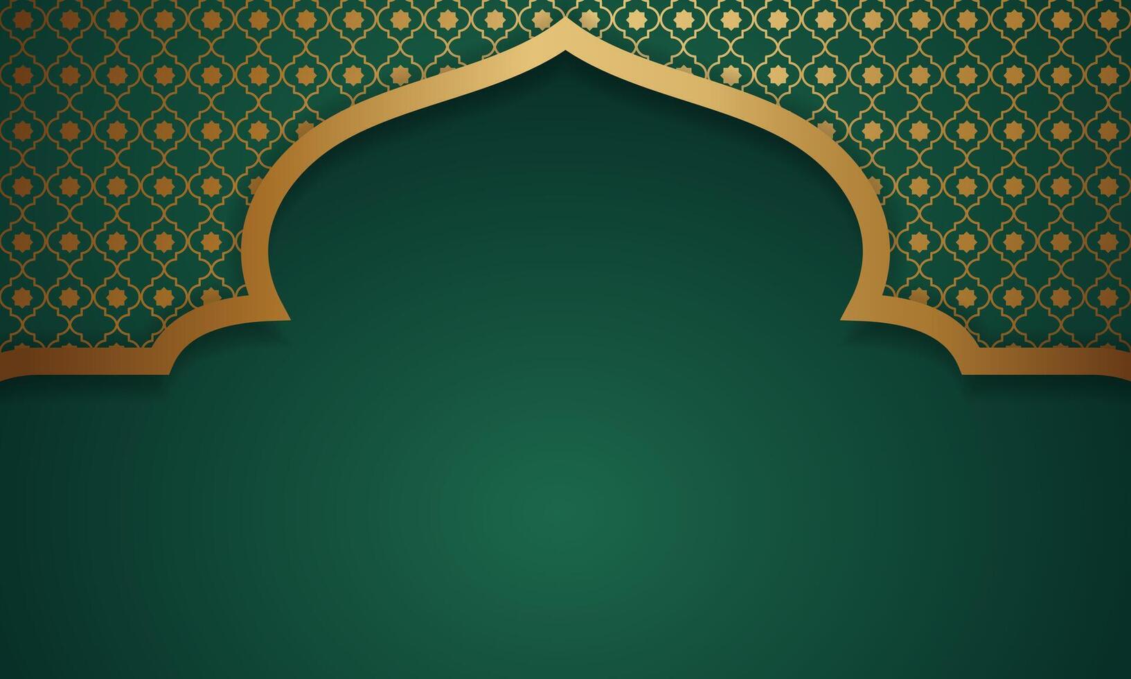 green and gold islamic background with arabic pattern vector