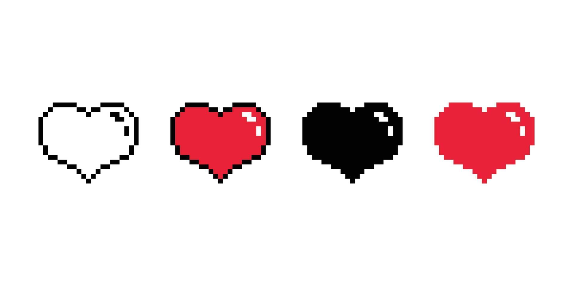 heart pixels valentine icon logo symbol cartoon character doodle illustration symbol clip art red isolated vector