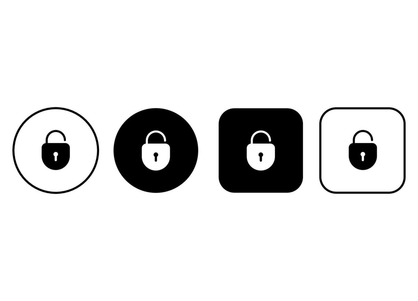 Lock icon set. Web buttons with opened padlock silhouette. Lock symbols vector