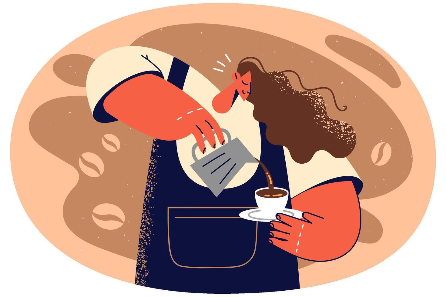 Barista making cappuccino in cafe vector