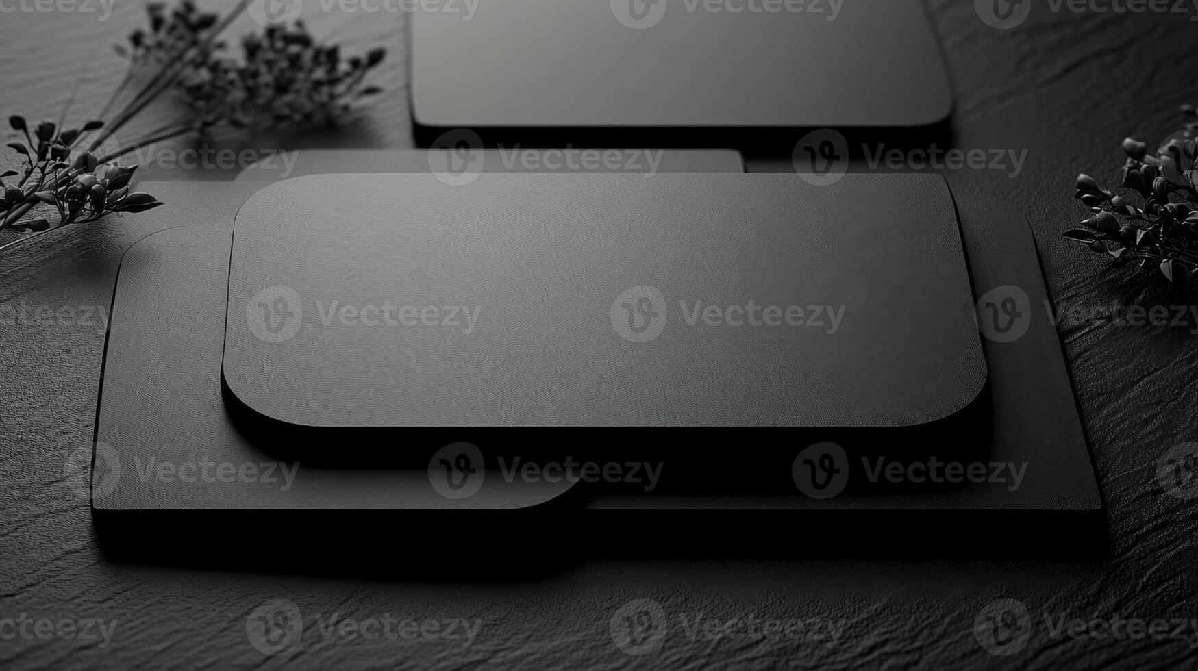 Black coasters on a black surface photo
