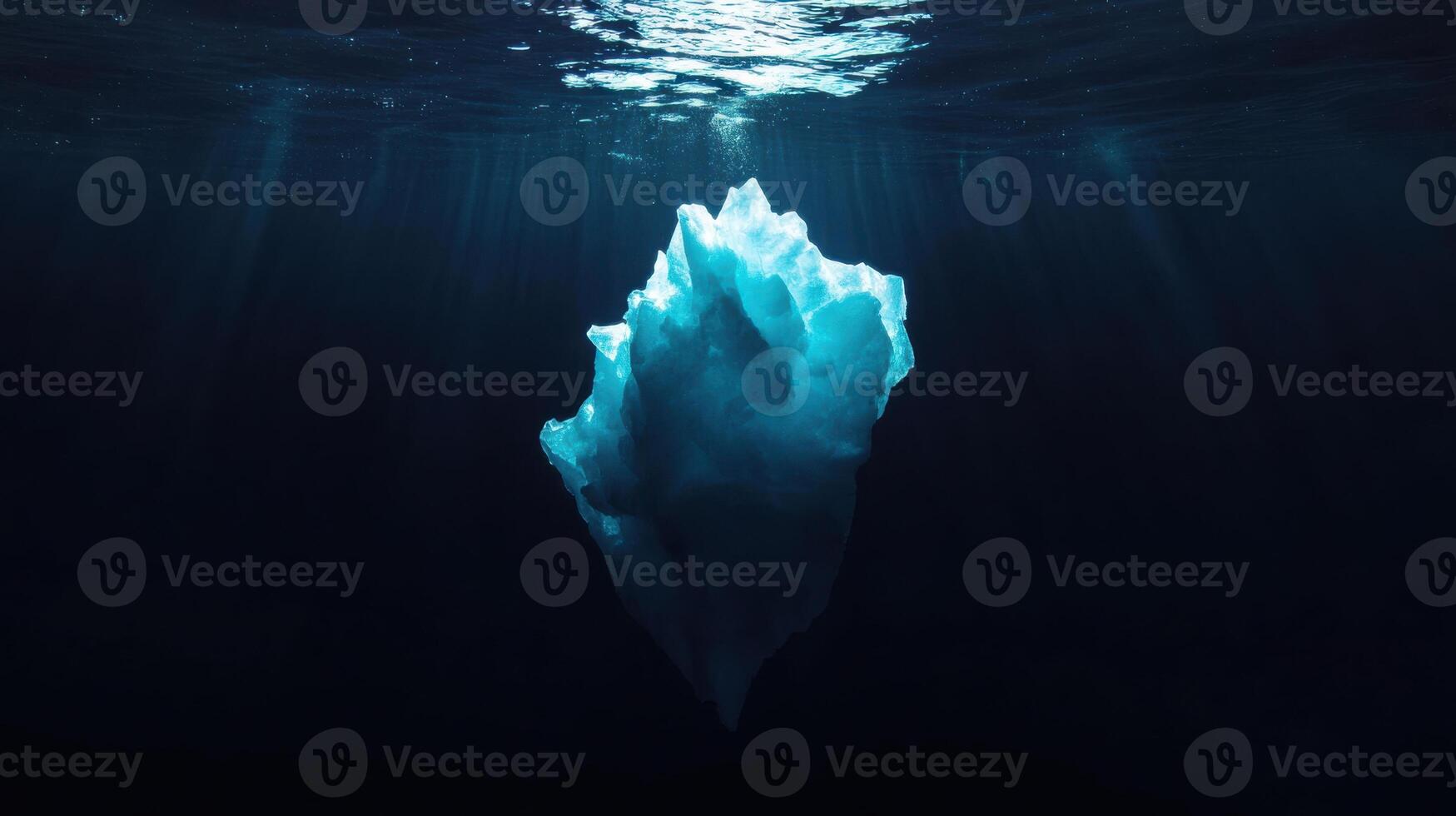 stunning iceberg floating in deep water, illuminated by sunlight photo