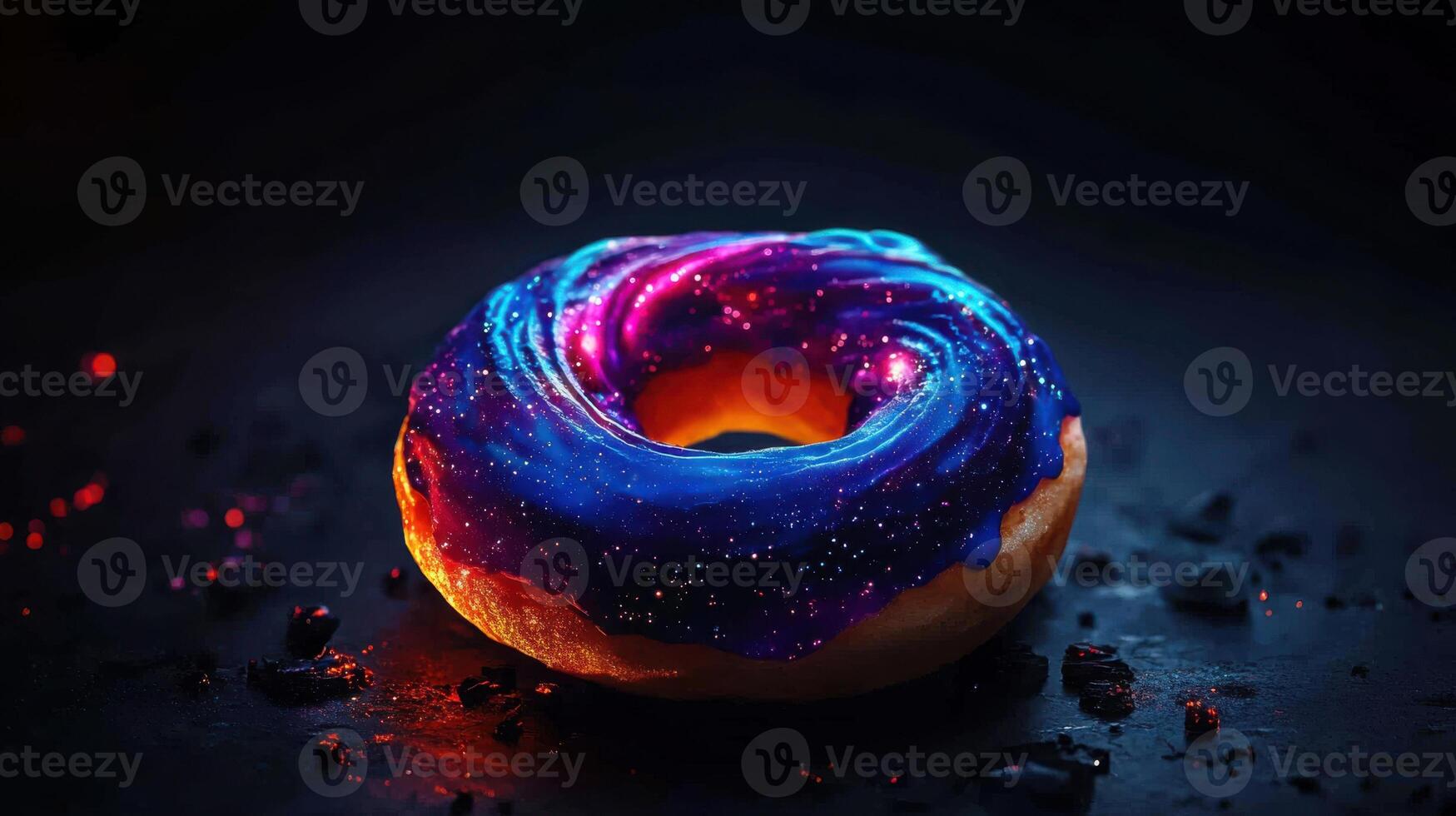 A donut with a colorful swirl on it photo