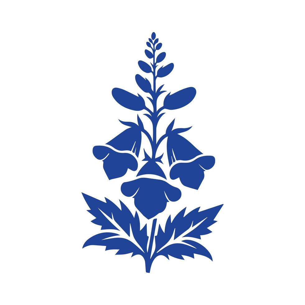 A blue flower with leaves and leaves vector